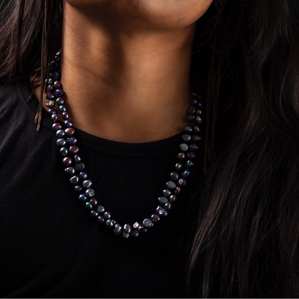 Freshwater Black Pearl Opera Necklace